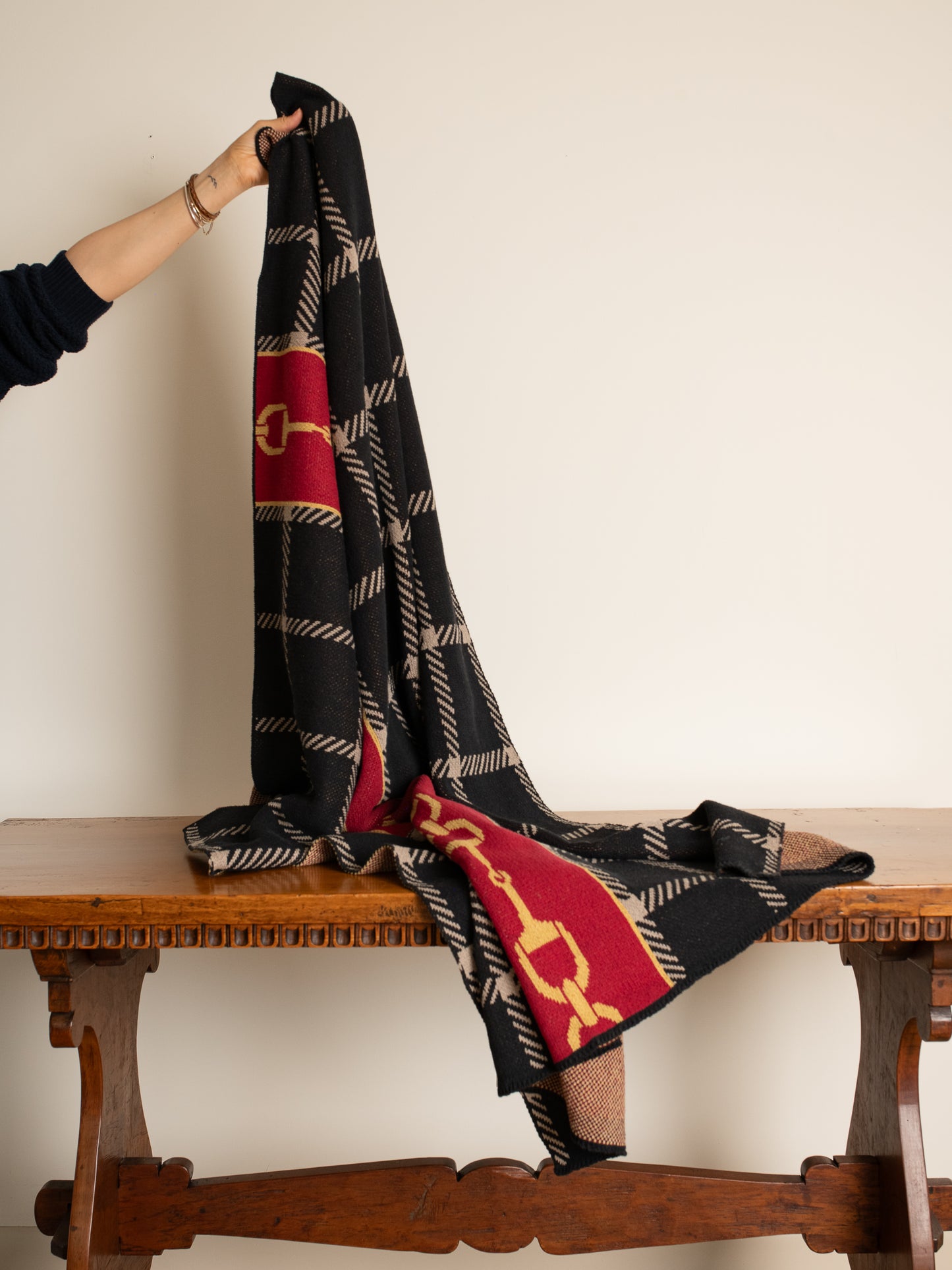 Equestrian Horse Bit Plaid Throw Blanket