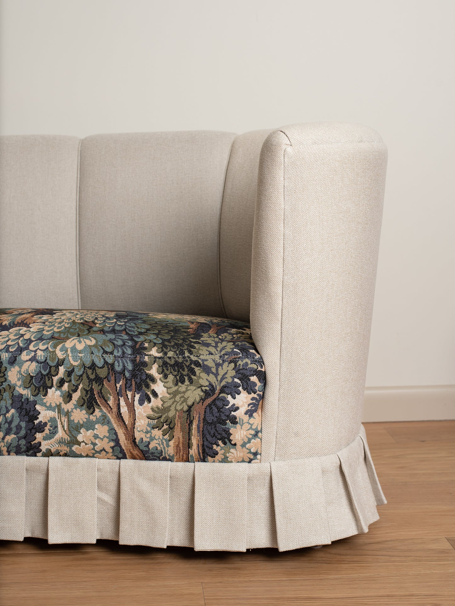 Vintage Danish Art Deco Curved Sofa