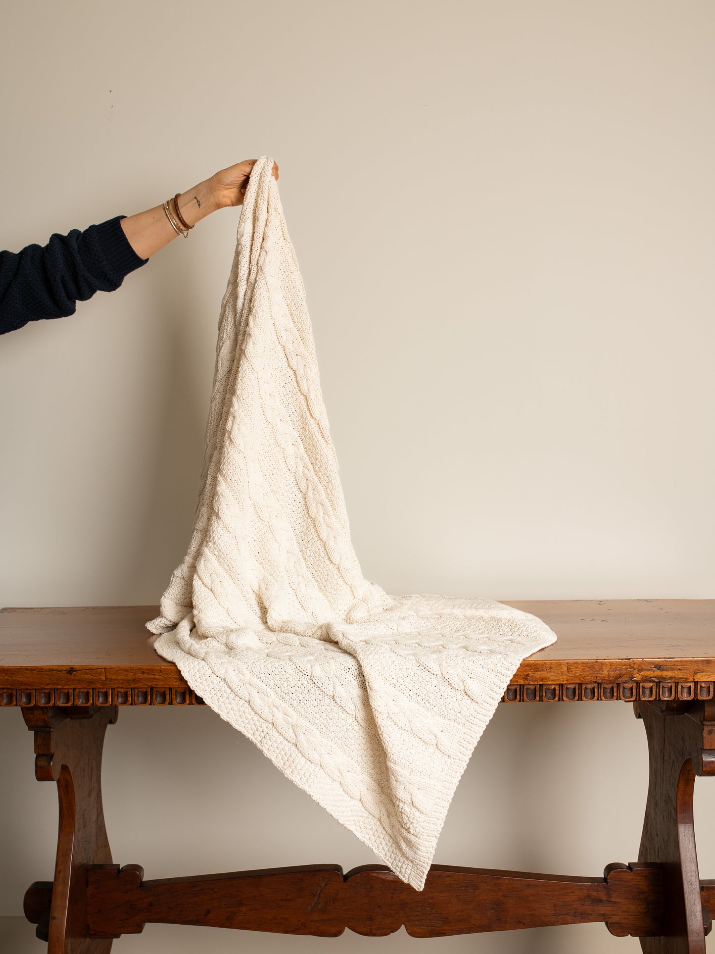 Chunky Cable Throw Blanket - Milk