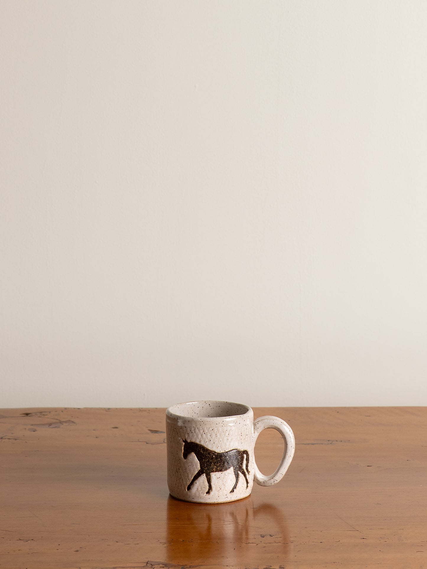 Brown Horse Design Handmade in Ohio, Ceramic White Mug
