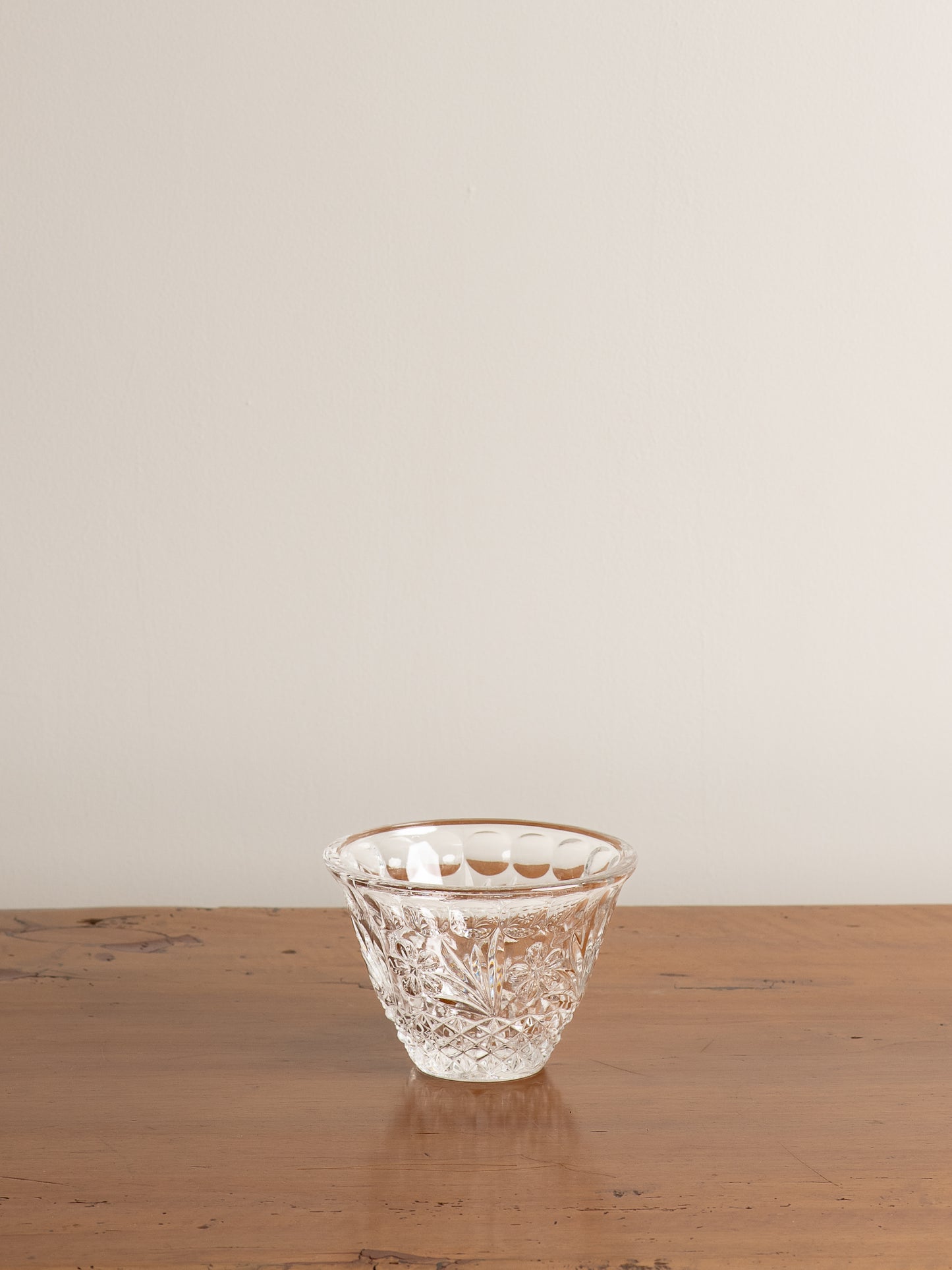 Vintage Small Crystal Glass Floral Bowl