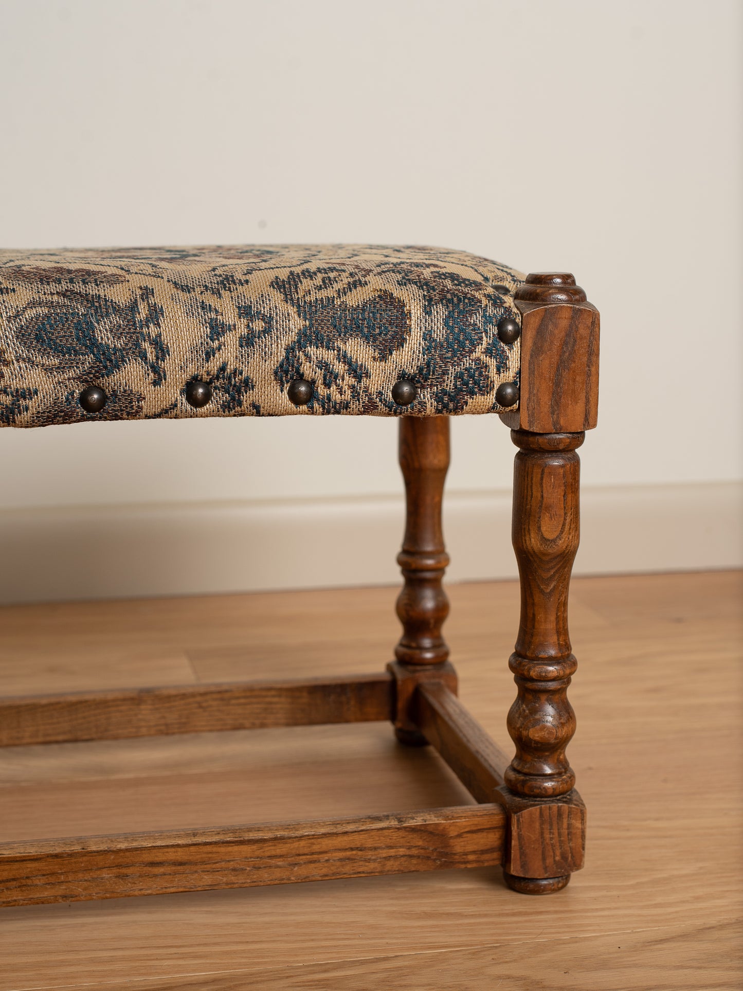 Oak and Fabric Foot Stool