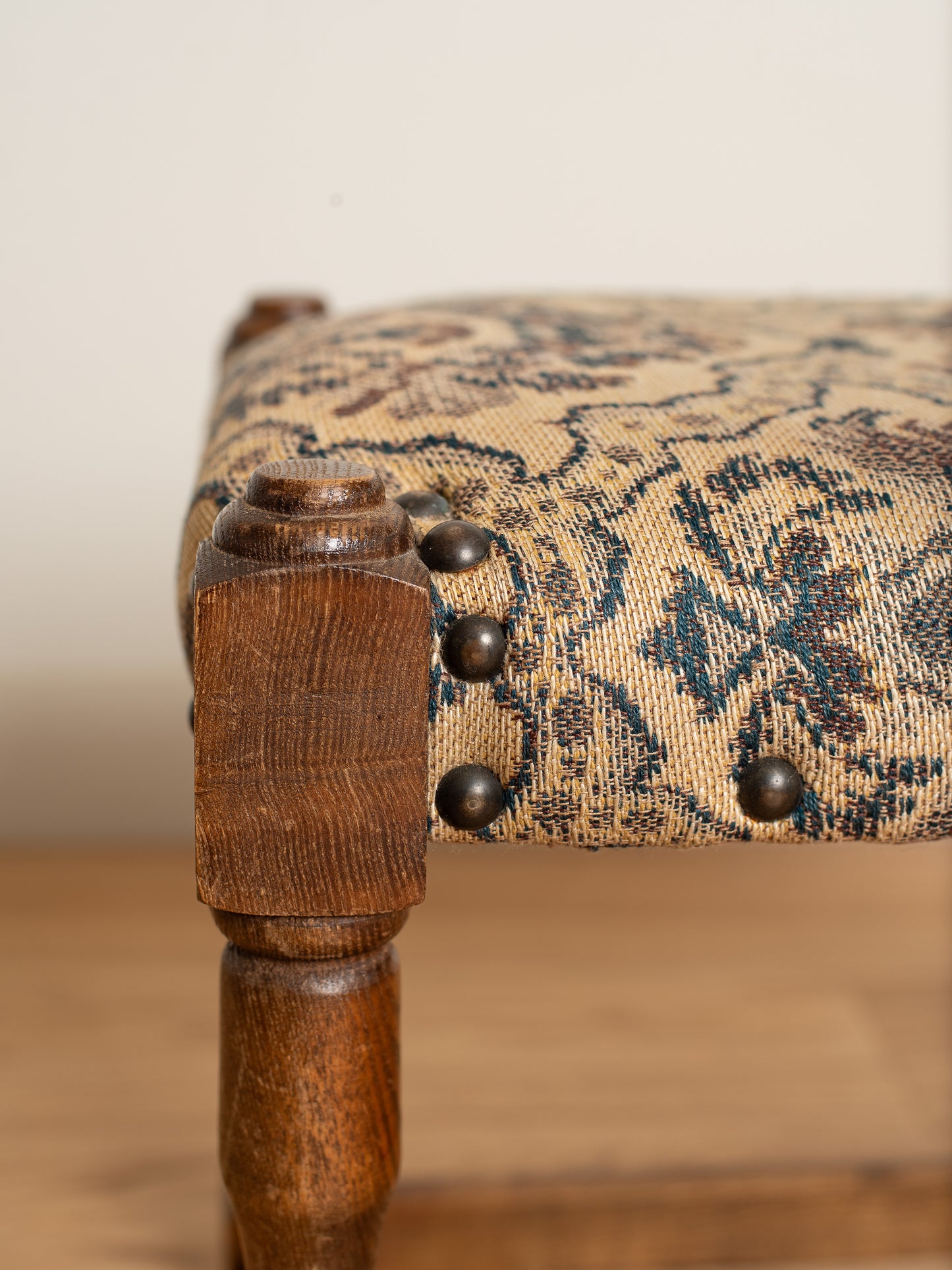 Oak and Fabric Foot Stool