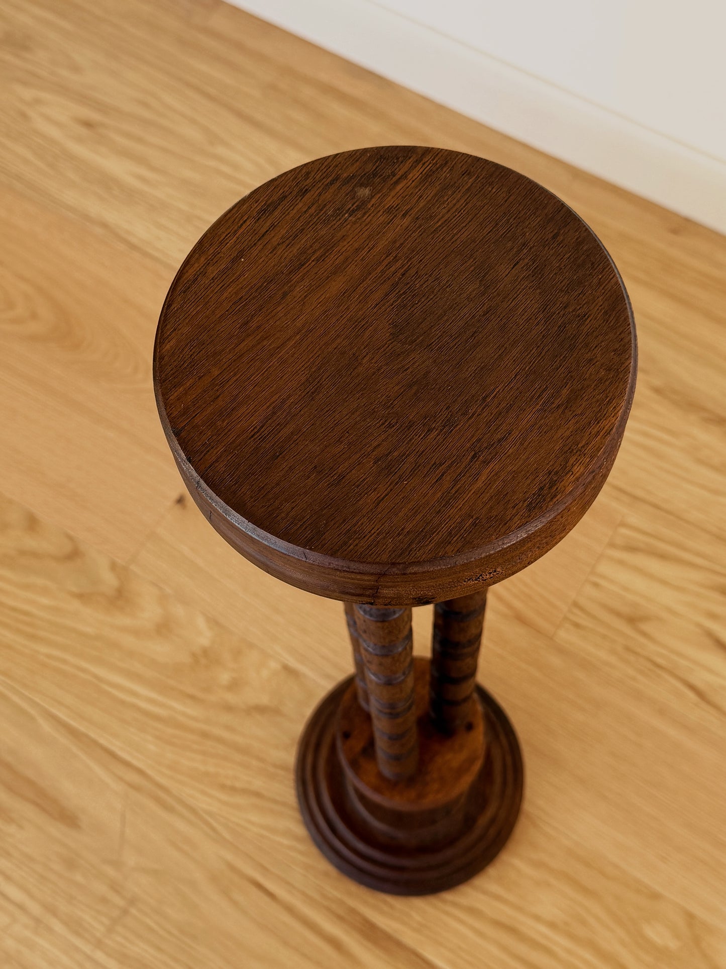 Vintage Turned Wood Pedestal Stand