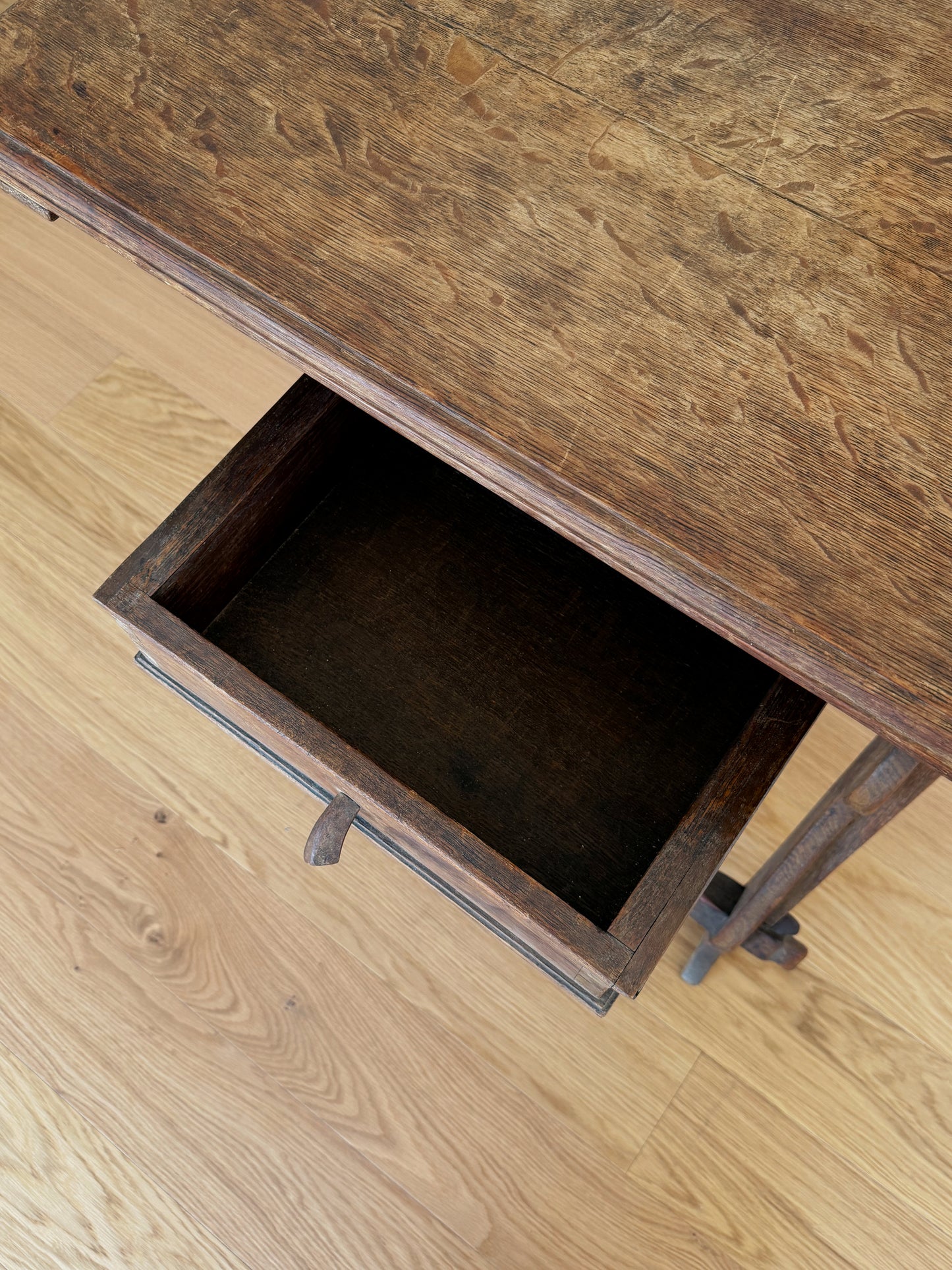 French Oak Transaction Table with Two Drawers, c. 1800