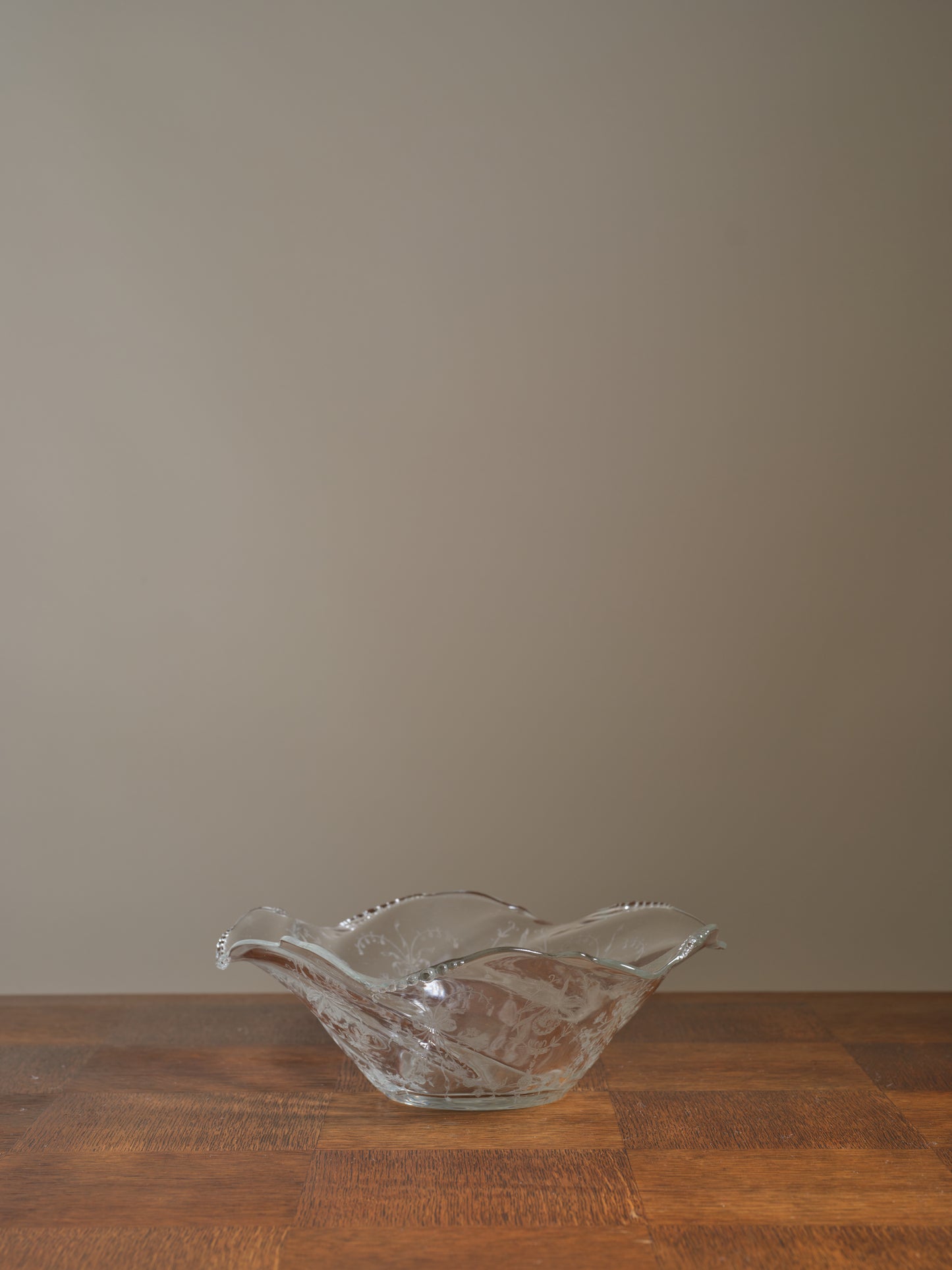 Vintage Glass Floral Bowl