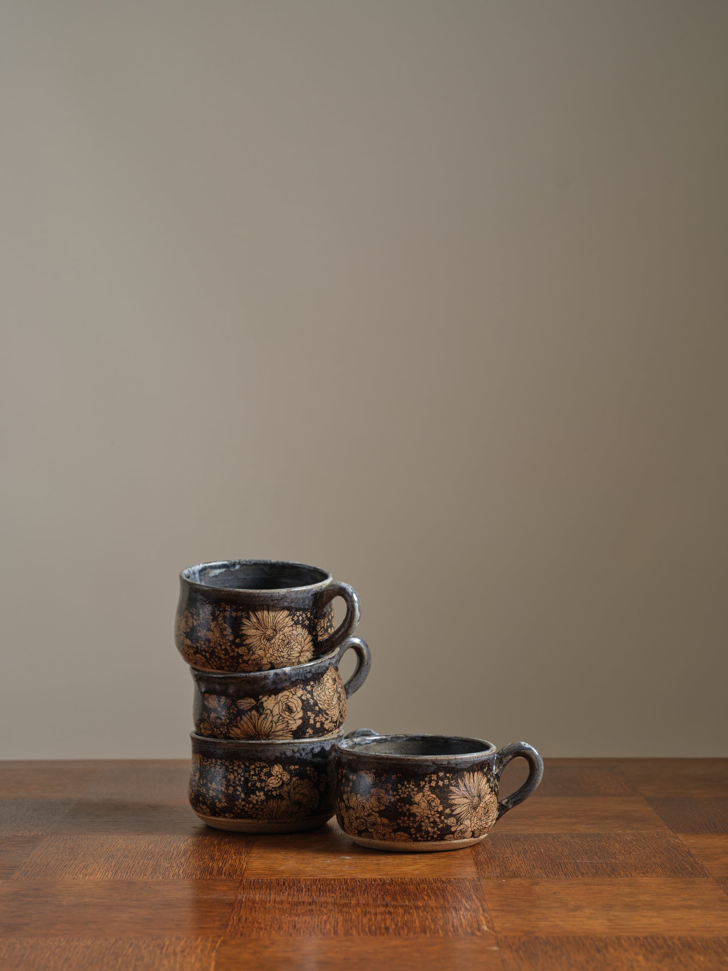 Flower Garden Soup Bowl in Snow Storm Glaze