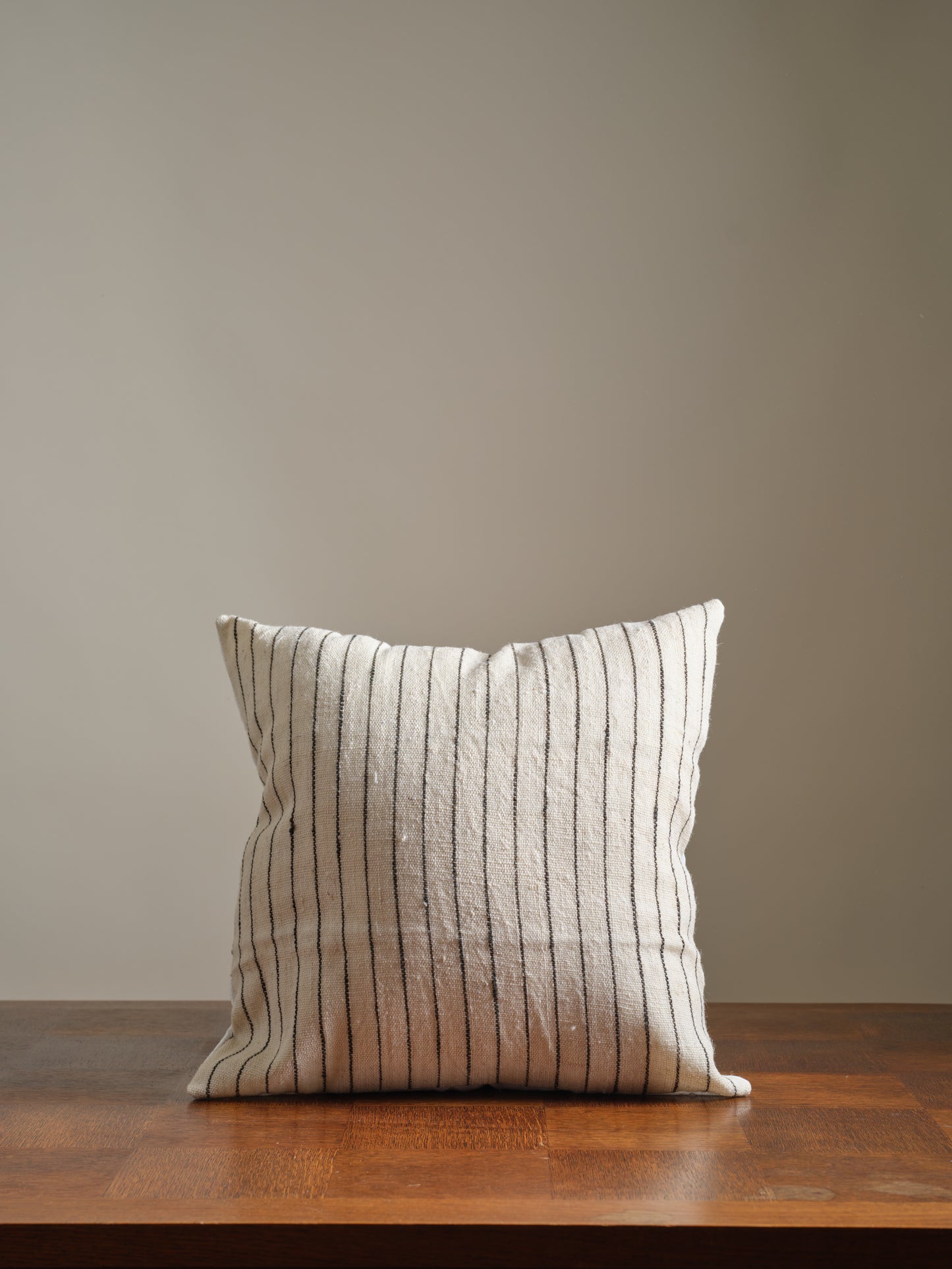 Charu Ivory & Dark Brown Indian Wool Pillow Cover 20 x 20