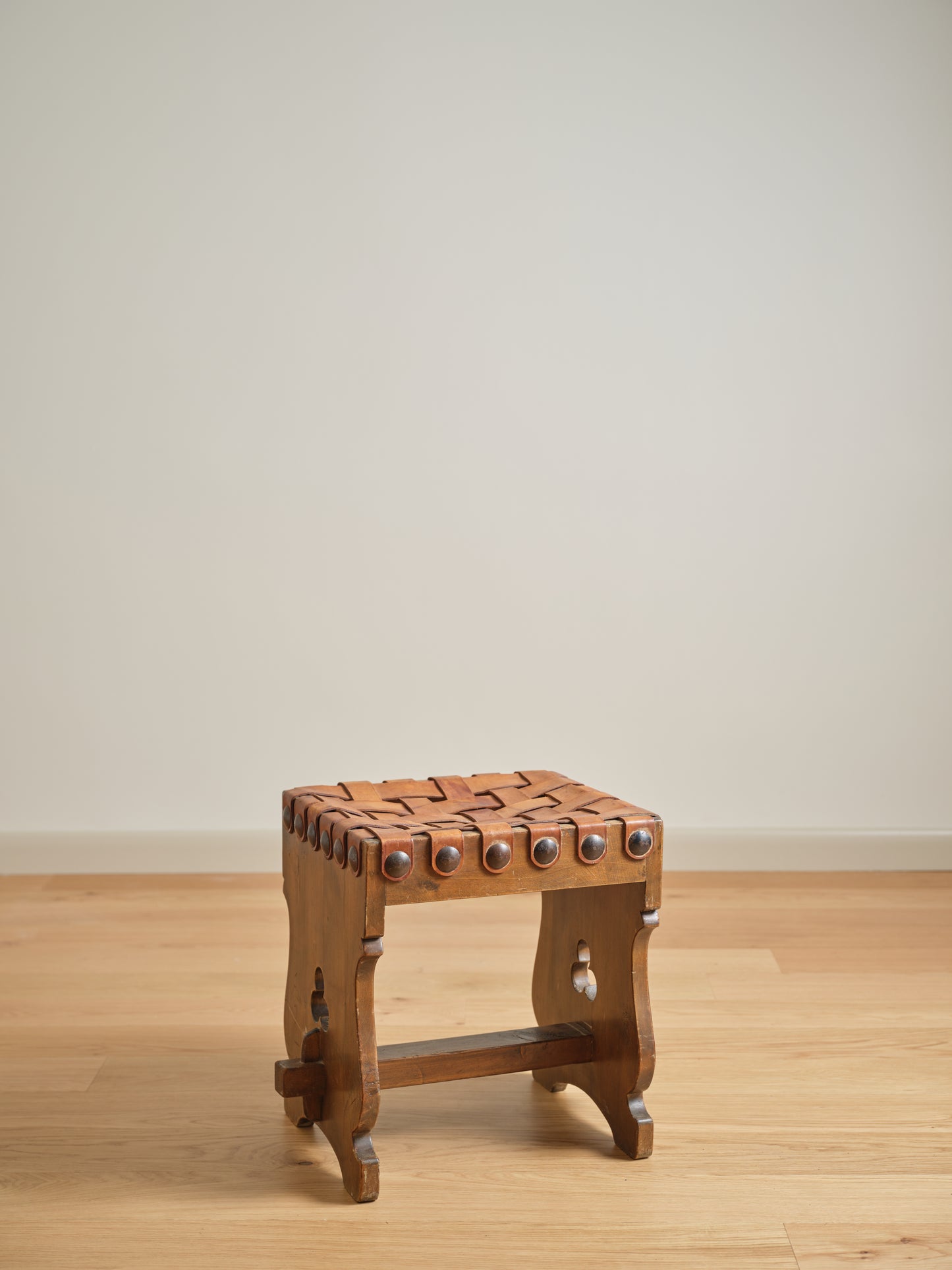 Vintage Woven Leather Stool