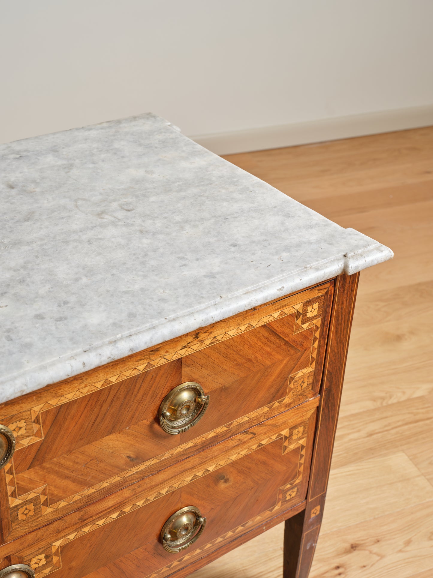 19TH C. ITALIAN ROSEWOOD & MARBLE PARQUETRY CHEST