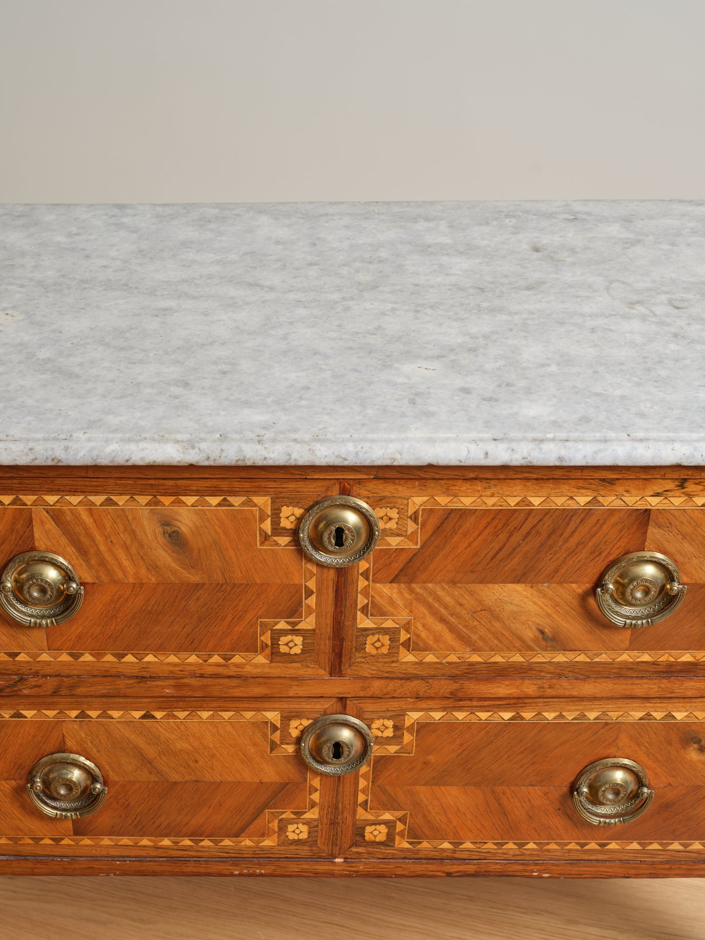 19TH C. ITALIAN ROSEWOOD & MARBLE PARQUETRY CHEST