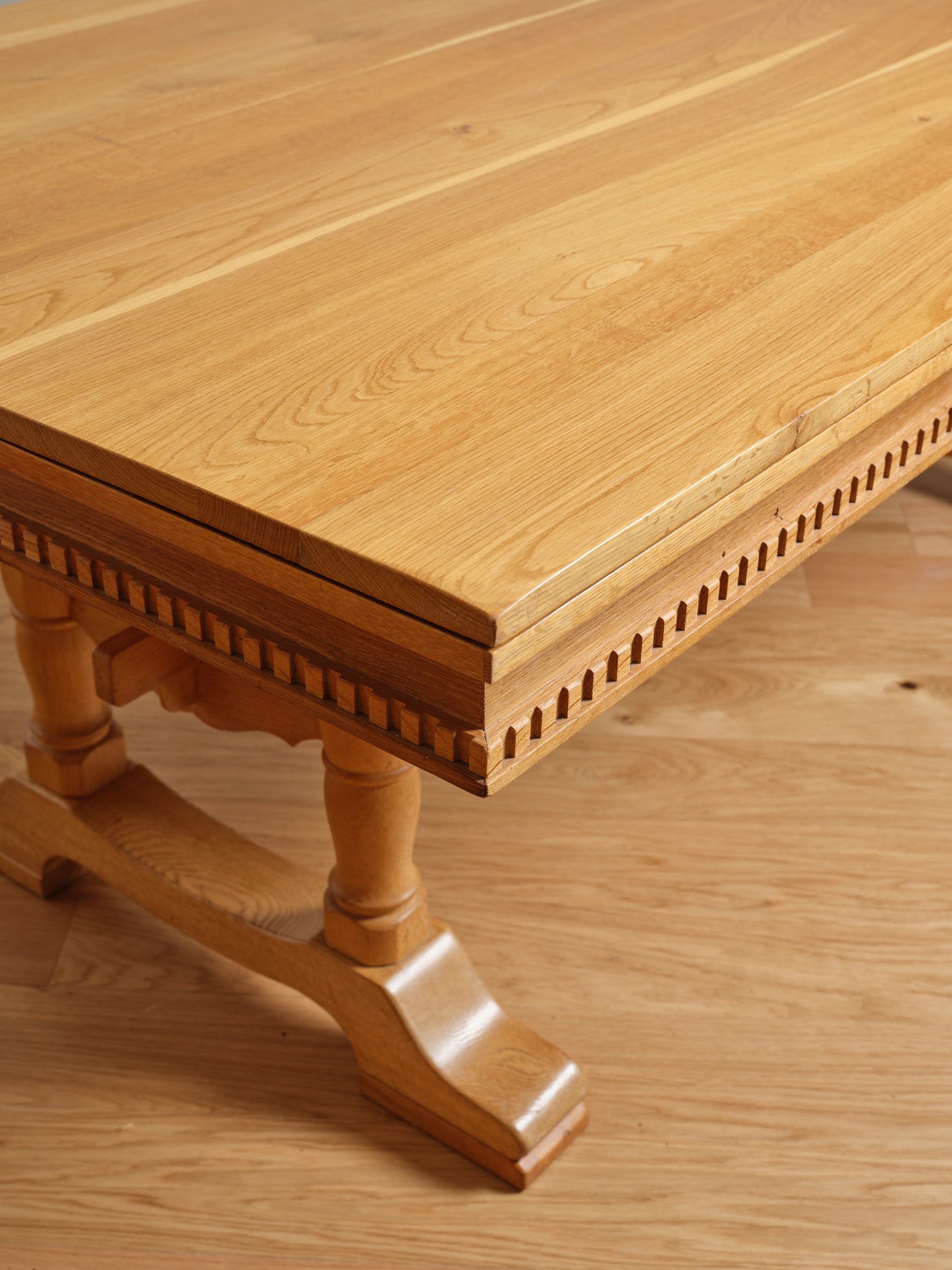 SCANDINAVIAN MODERN OAK LARGE TRESTLE DINING TABLE