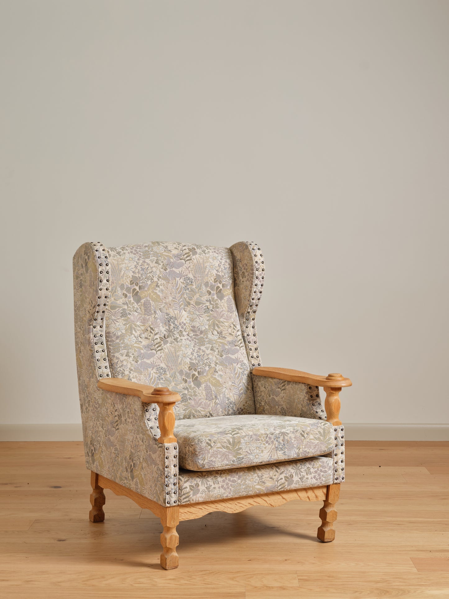 (2) HENNING KJAERNULF OAK EASY CHAIRS, C. 1970'S