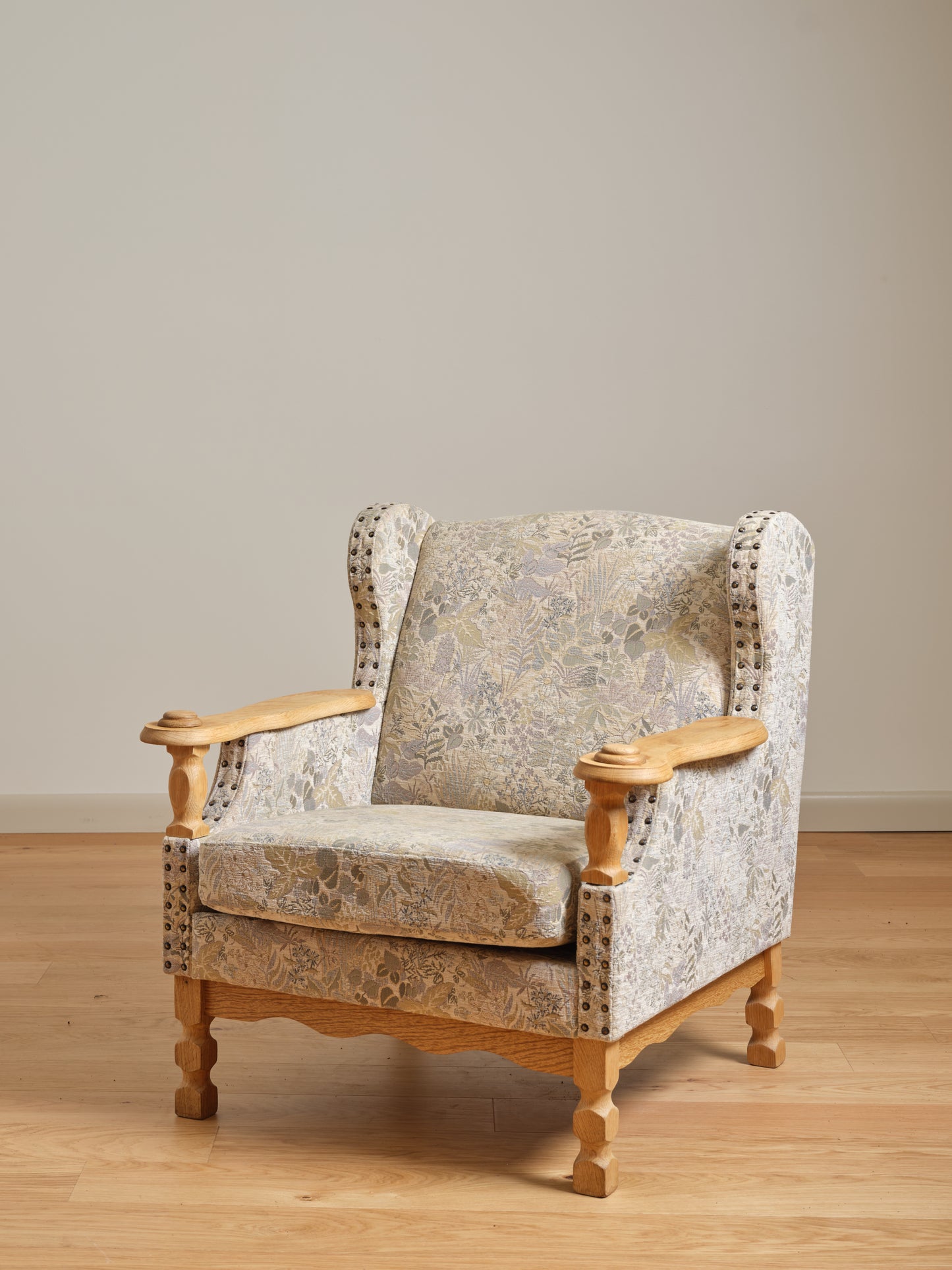 (2) HENNING KJAERNULF OAK EASY CHAIRS, C. 1970'S