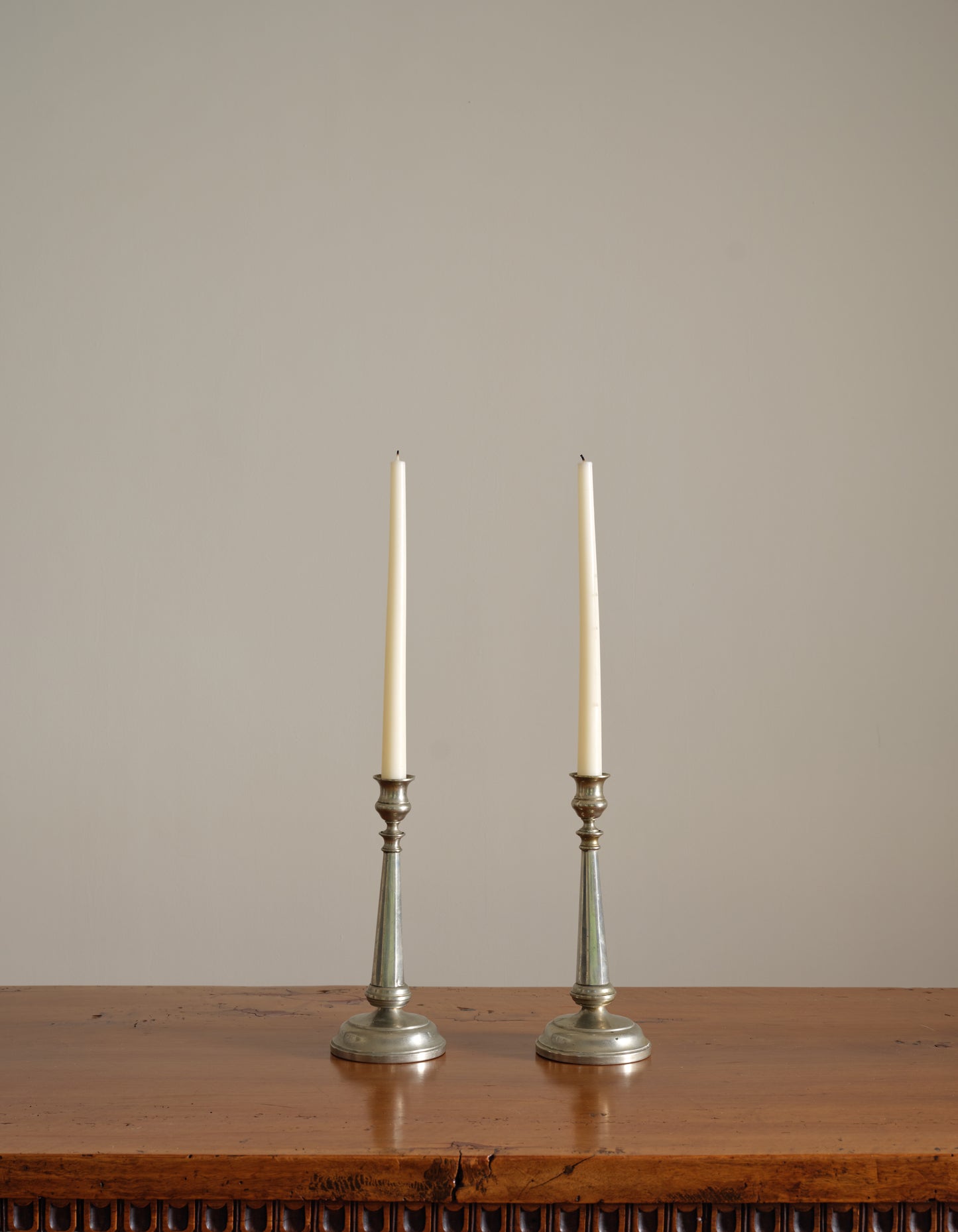 Set of Two Vintage Silver Candleholders