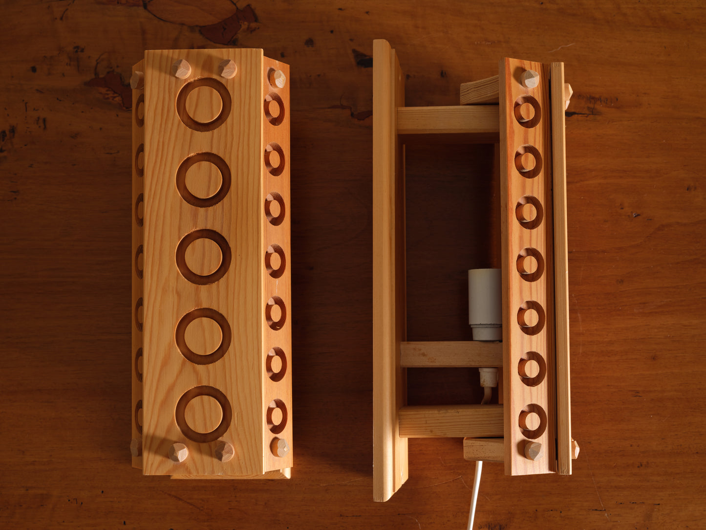 Pair of Vintage Wooden Wall Sconces