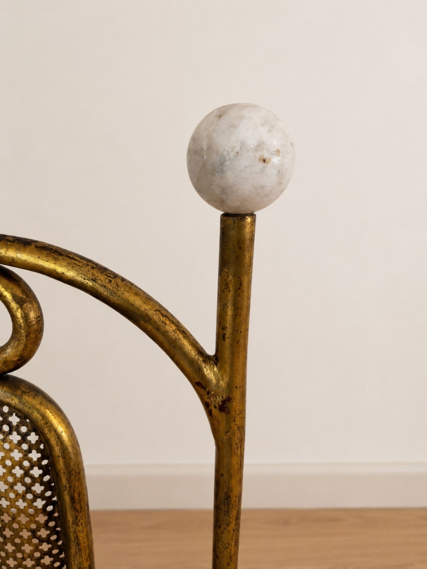 Vintage Italian Brass High-Back Chiavari Vanity Chair
