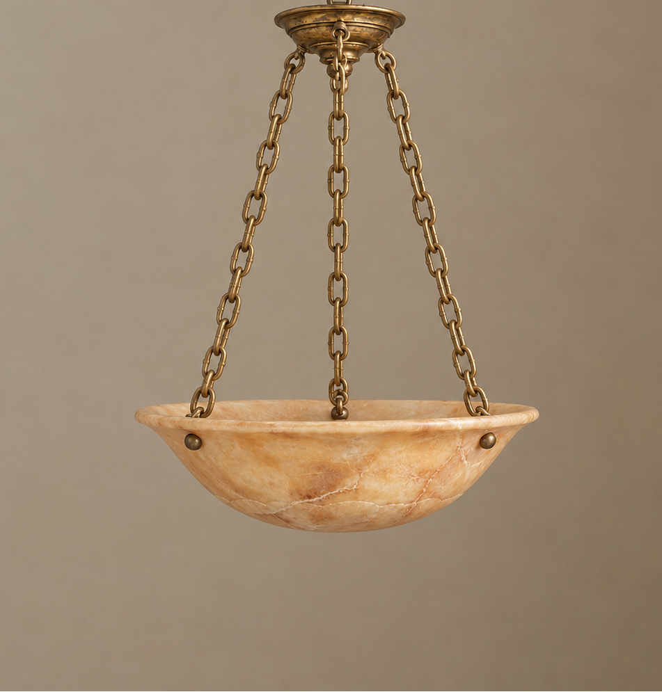 Vintage Alabaster Semi-Flush Mount