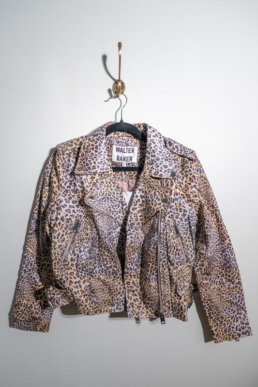 Walter Baker Leather Animal Print Biker Jacket NWT