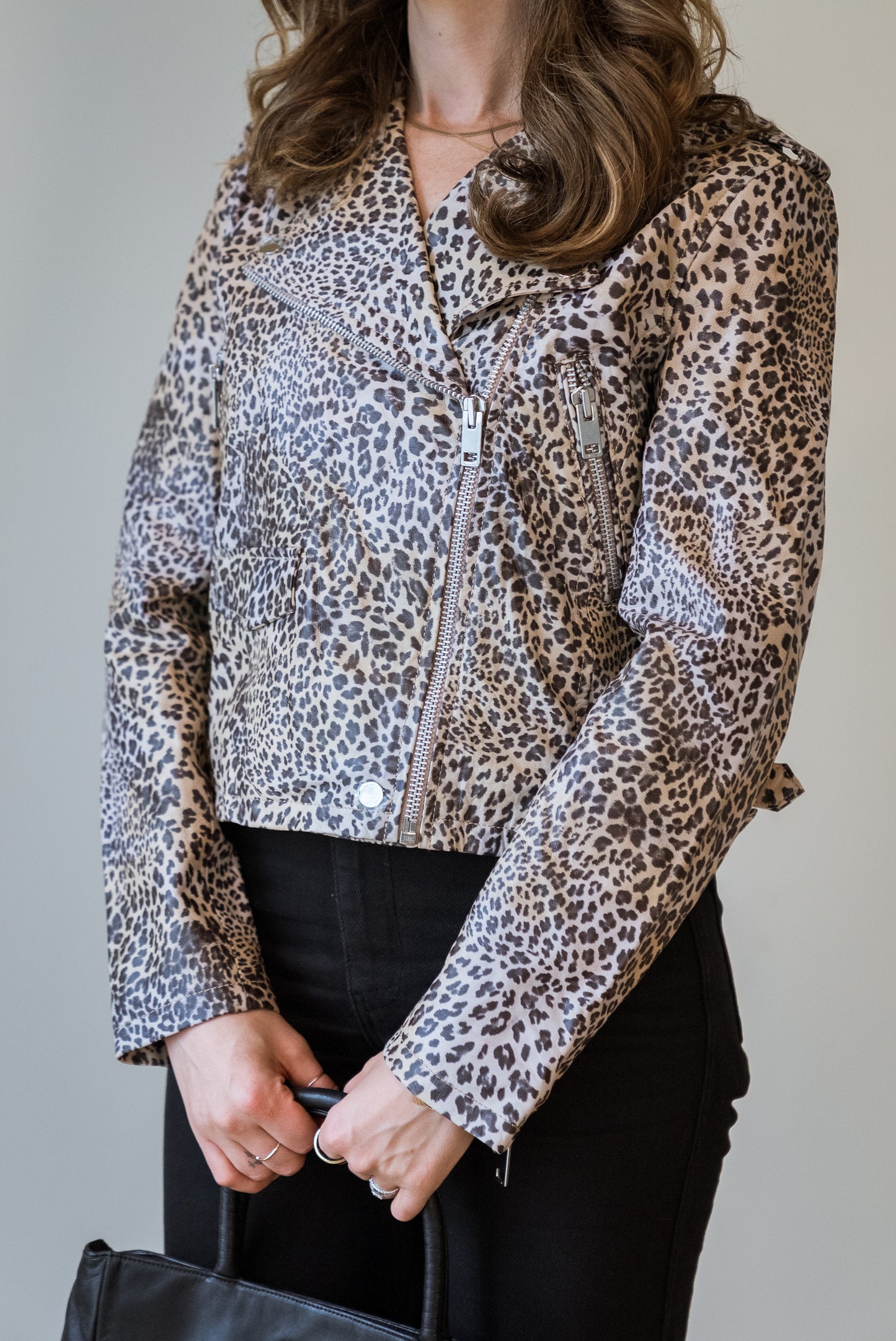 Walter Baker Leather Animal Print Biker Jacket NWT