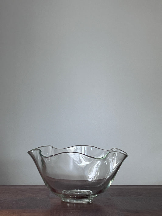 Scalloped Clear Glass Serving Bowl