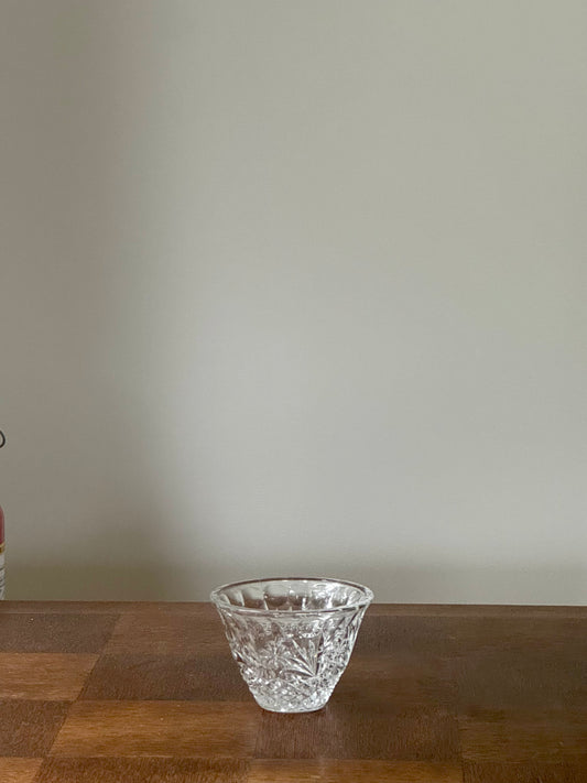 Vintage Small Crystal Glass Floral Bowl