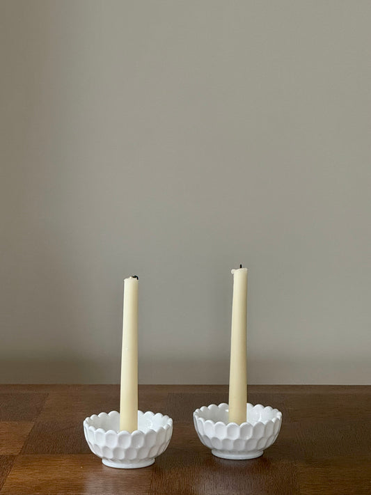 Set of Two Porcelain Candle Holders