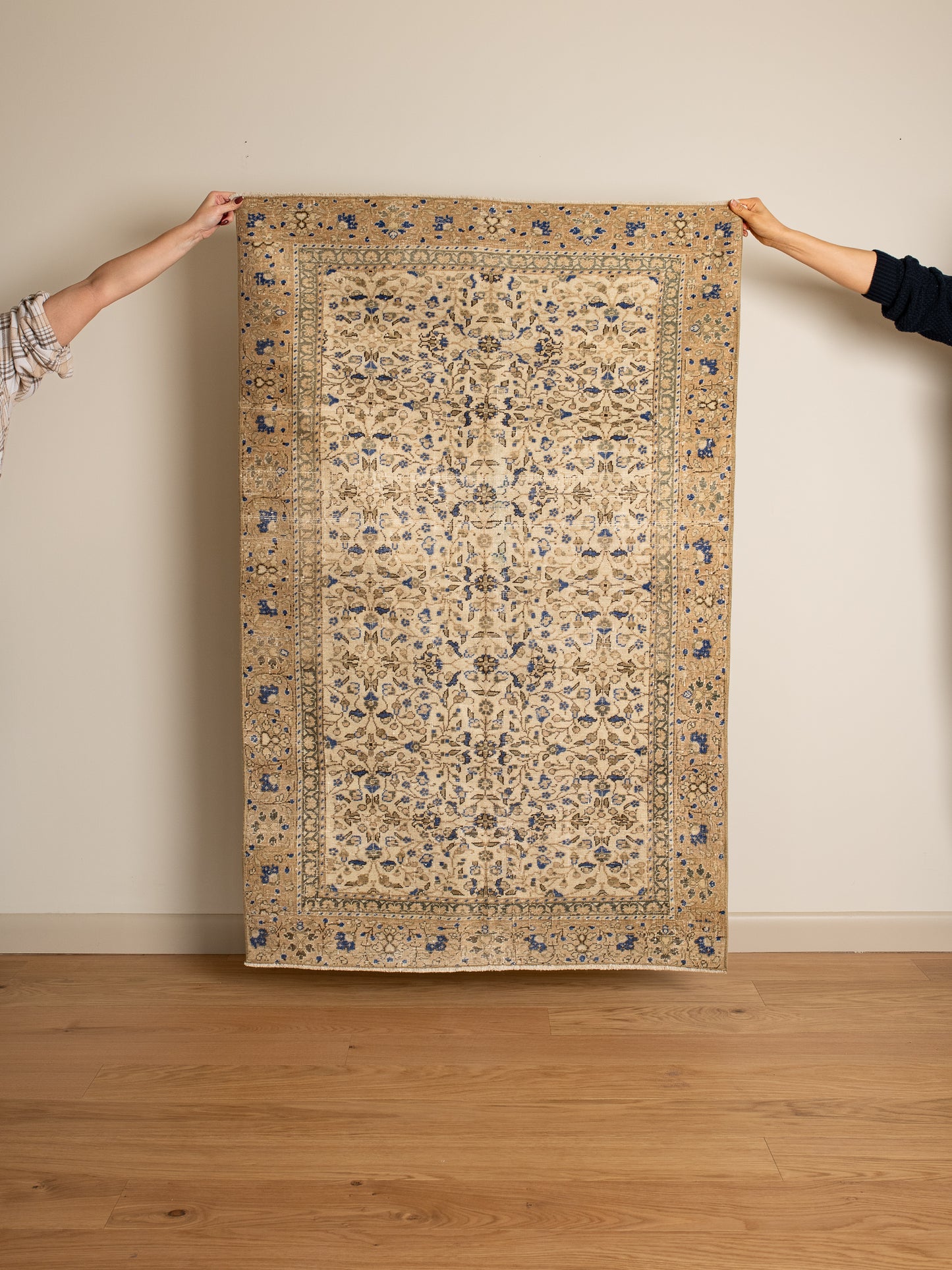 Vintage Blue and Tan Rug