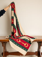 Equestrian Striped Horse Bit Throw Blanket