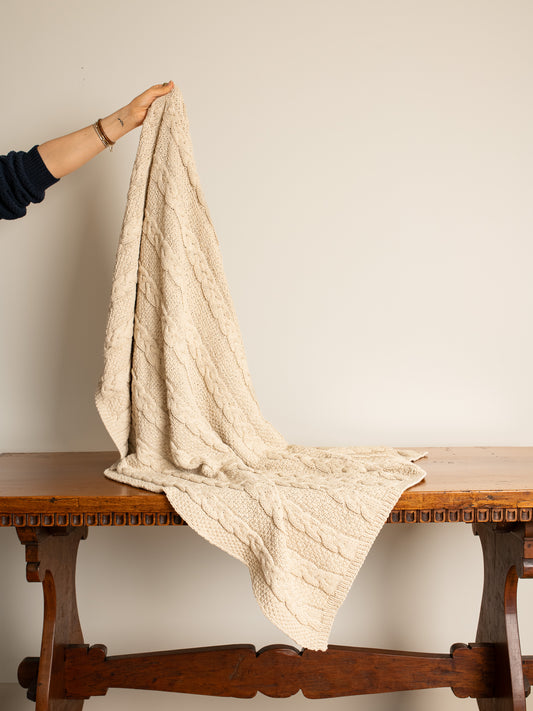 Chunky Cable Throw Blanket - Flax