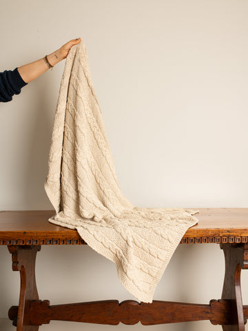 Chunky Cable Throw Blanket - Flax