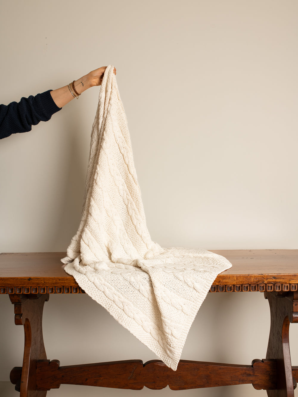 Chunky Cable Throw Blanket - Milk