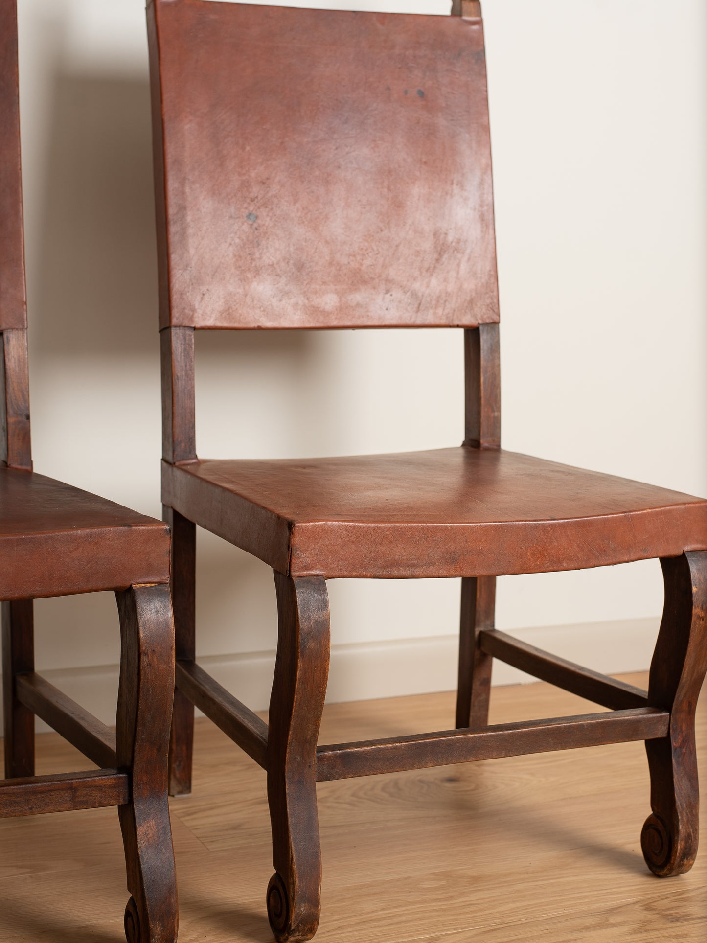 Pair of Antique Leather Side Chairs
