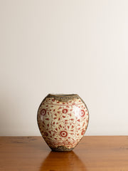 Vintage John-Richard Red Floral Brass Clad Vase