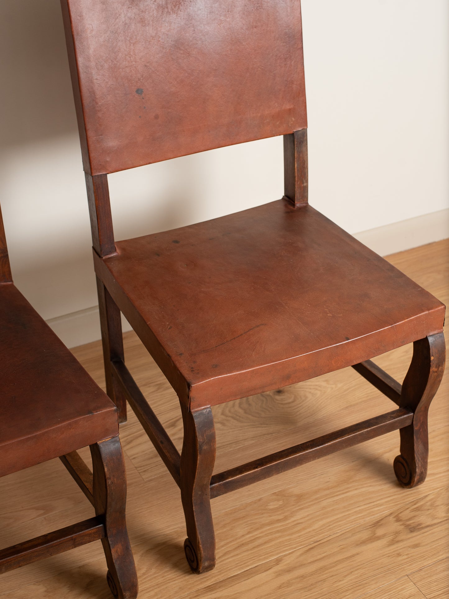 Pair of Antique Leather Side Chairs