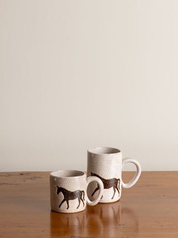 Brown Horse Design Handmade in Ohio, Ceramic White Mug