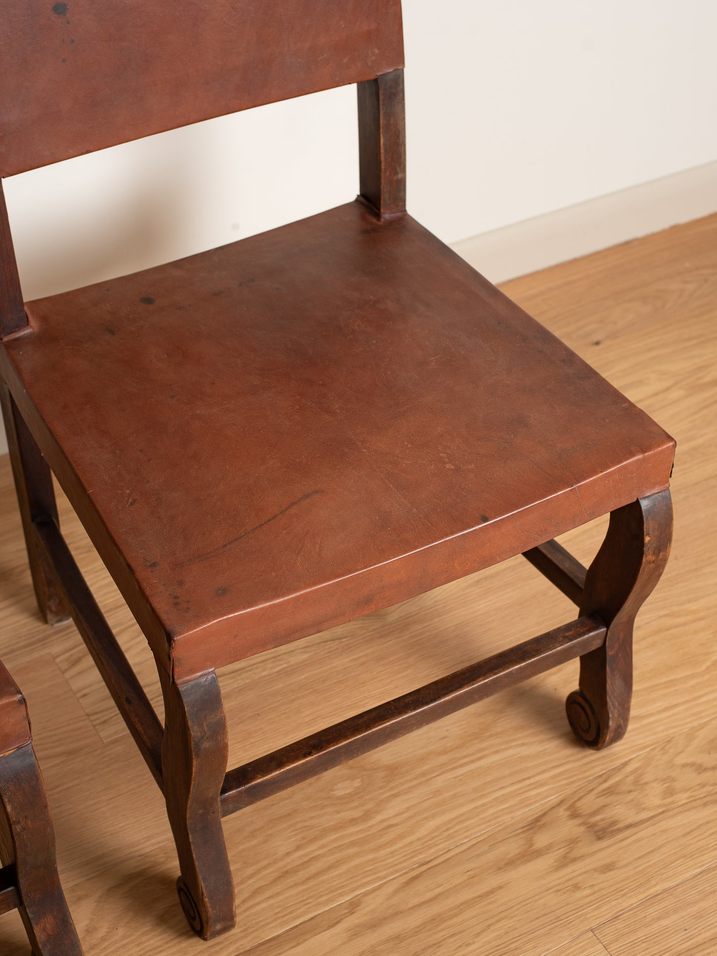 Pair of Antique Leather Side Chairs