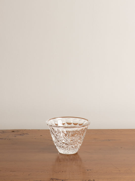 Vintage Small Crystal Glass Floral Bowl