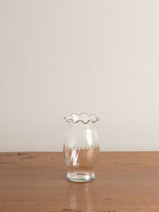 Vintage Glass Twist Scalloped Vase