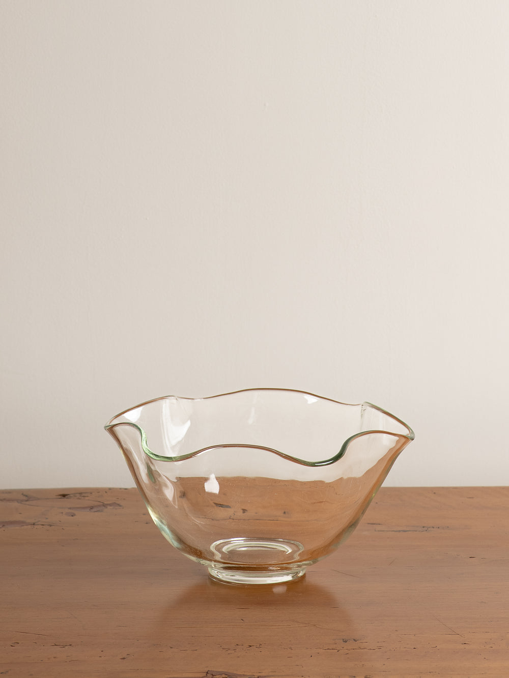Vintage Scalloped Clear Glass Serving Bowl
