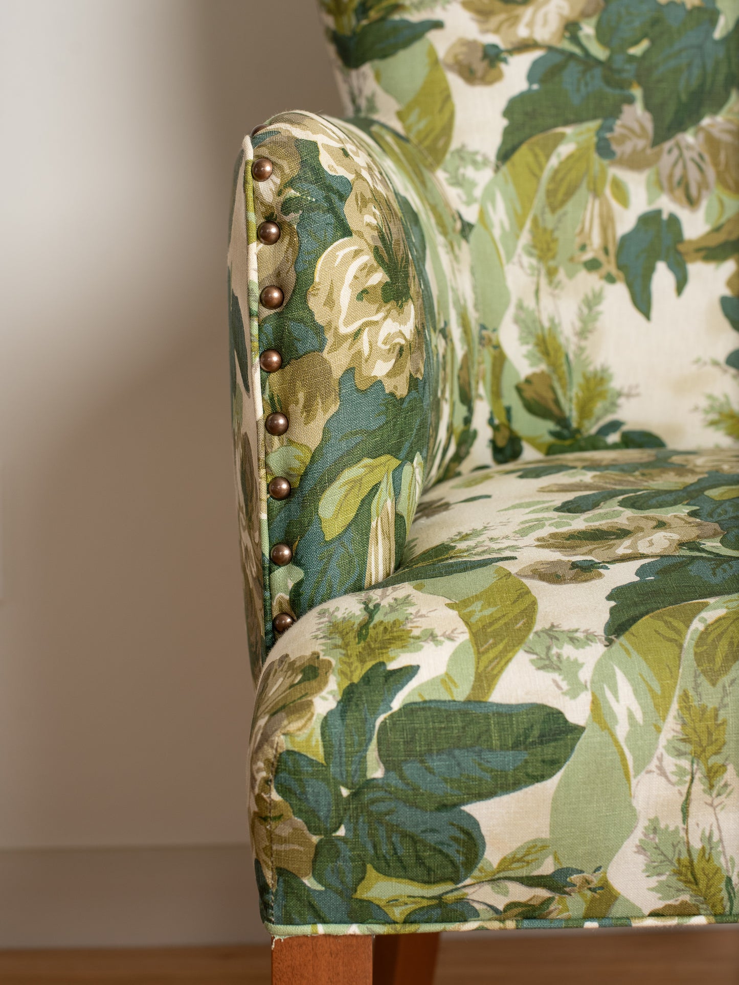 Vintage Floral Green End Chairs Set of 2