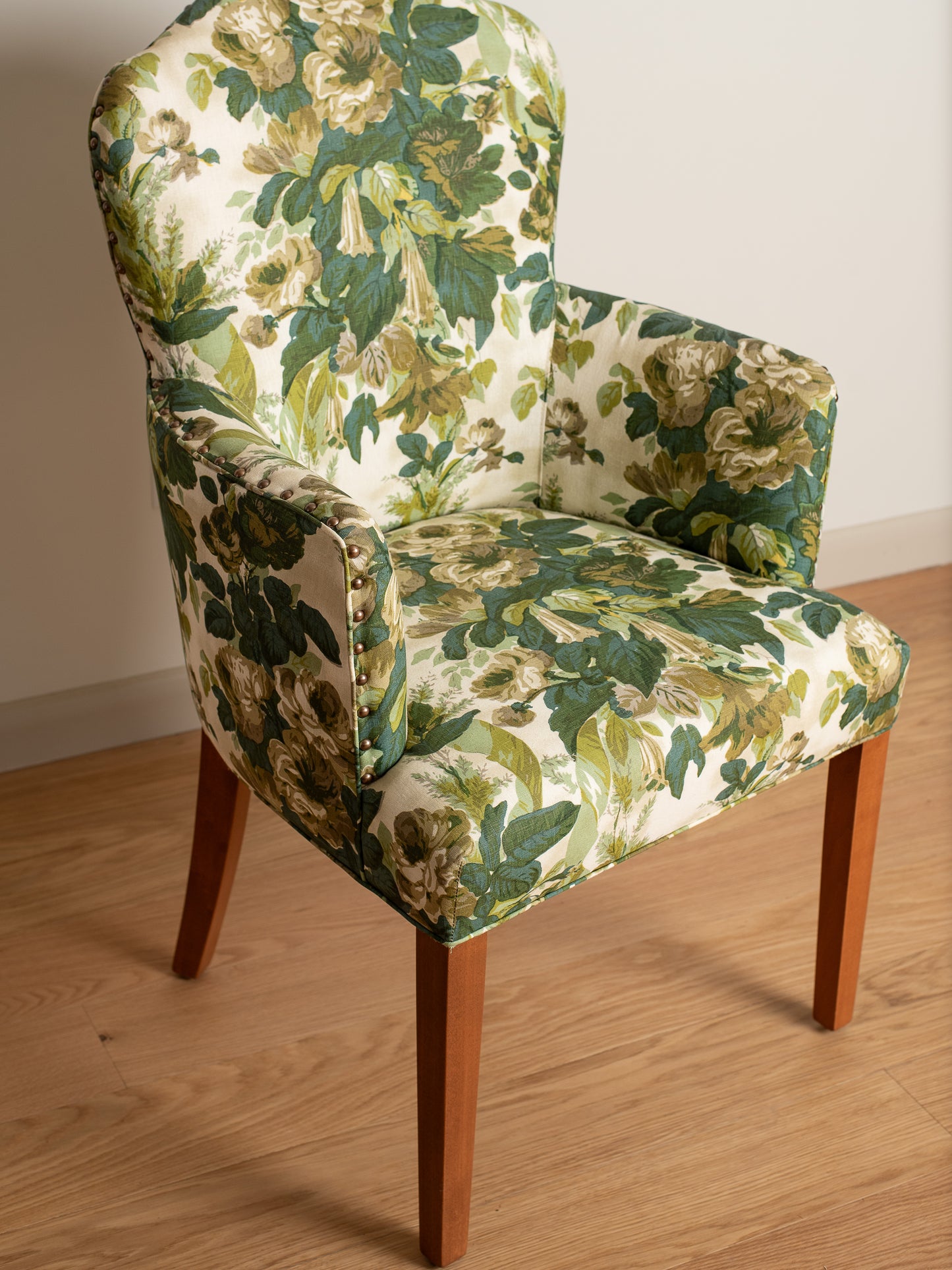 Vintage Floral Green End Chairs Set of 2