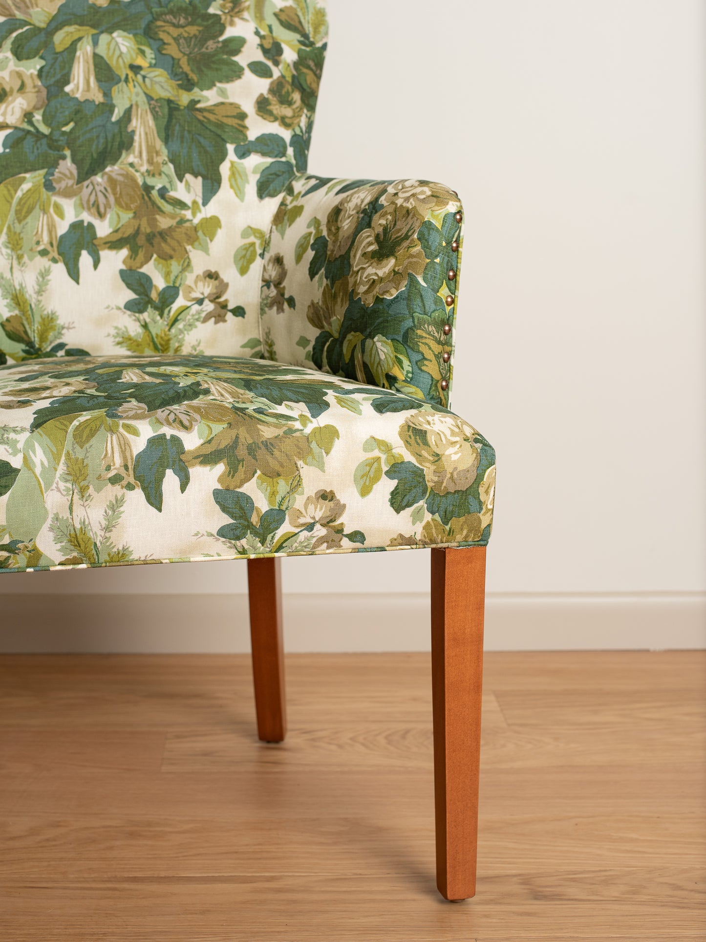 Vintage Floral Green End Chairs Set of 2