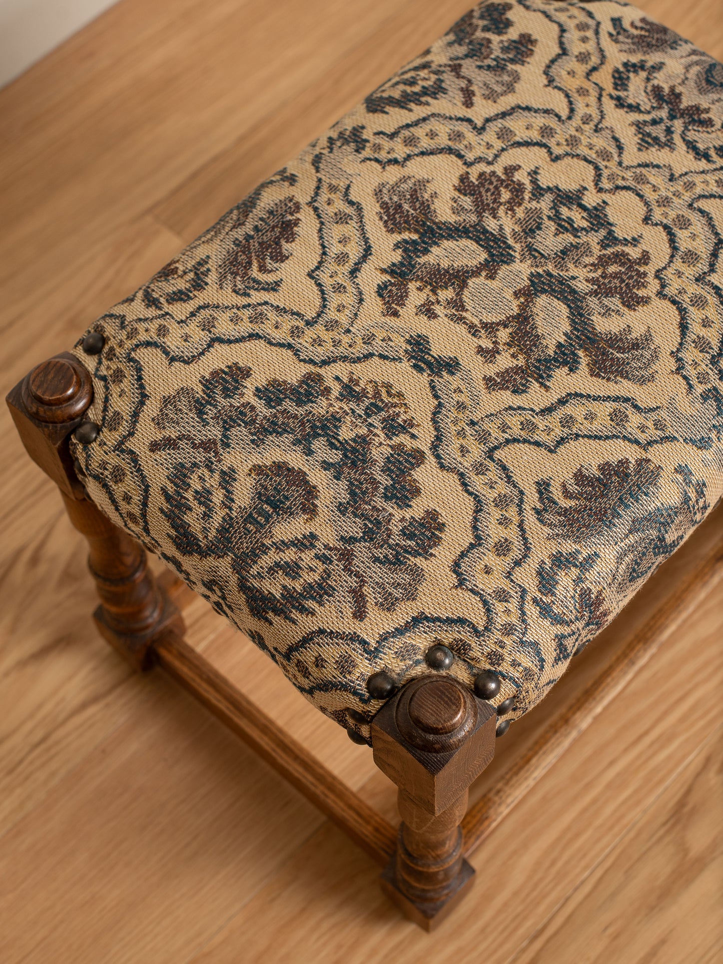 Oak and Fabric Foot Stool