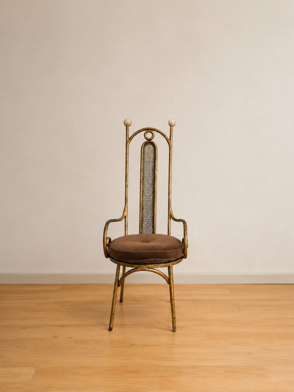 Vintage Italian Brass High-Back Chiavari Vanity Chair