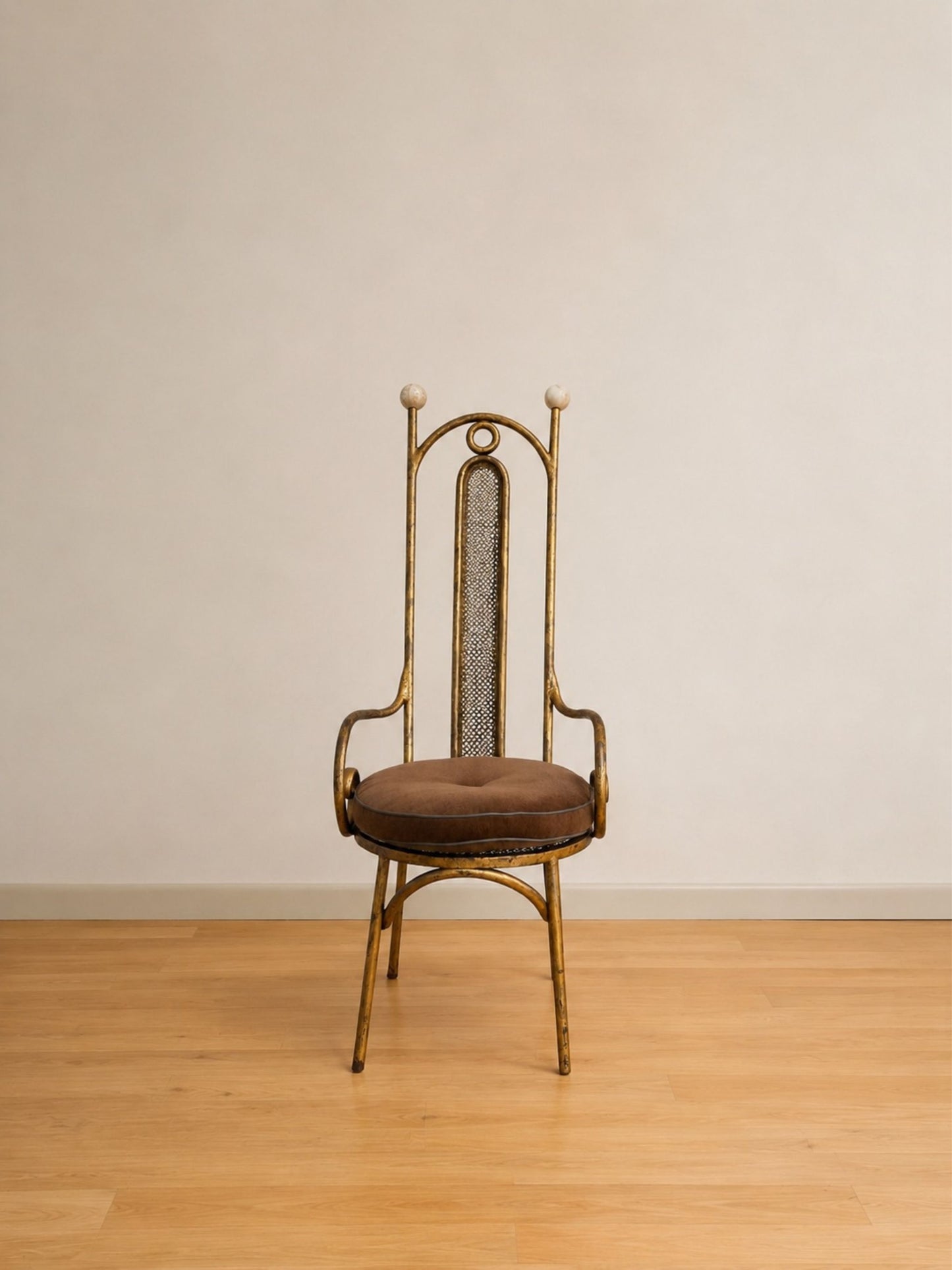 Vintage Italian Brass High-Back Chiavari Vanity Chair