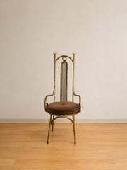 Vintage Italian Brass High-Back Chiavari Vanity Chair