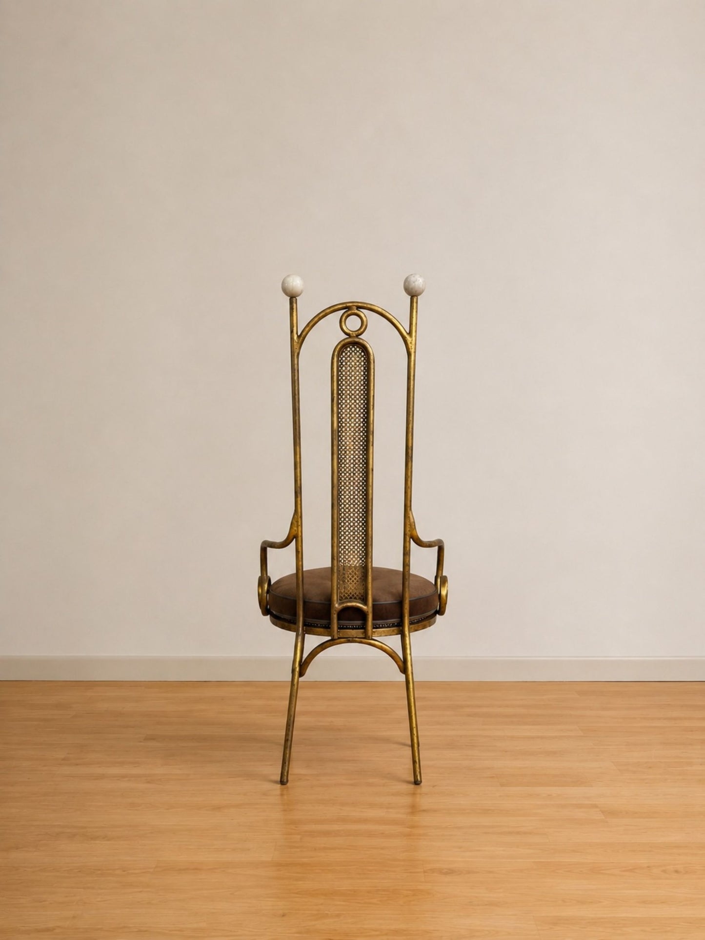Vintage Italian Brass High-Back Chiavari Vanity Chair
