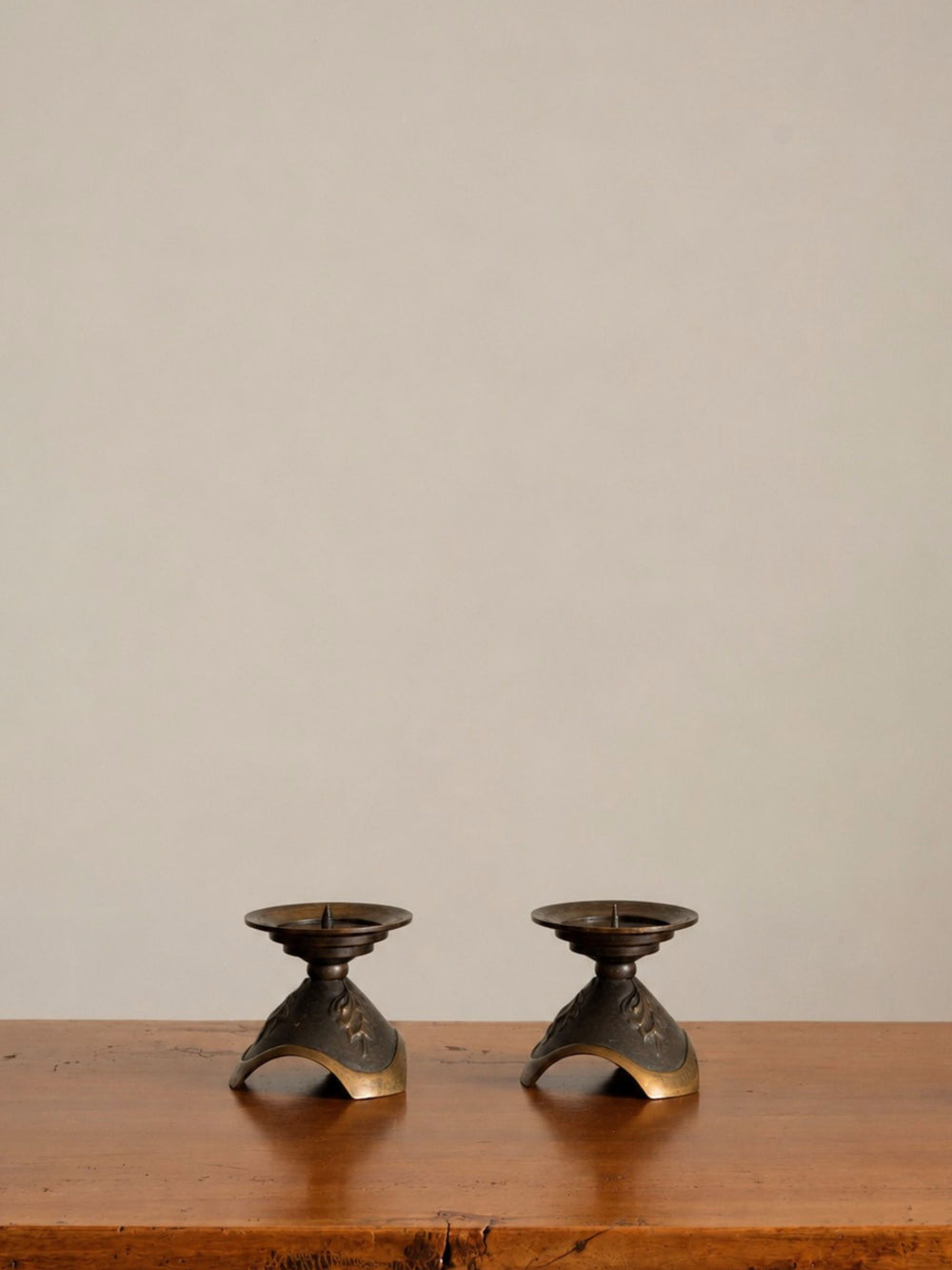Pair of Aedel Malm Danish Bronze Candle Holders c. 1970s