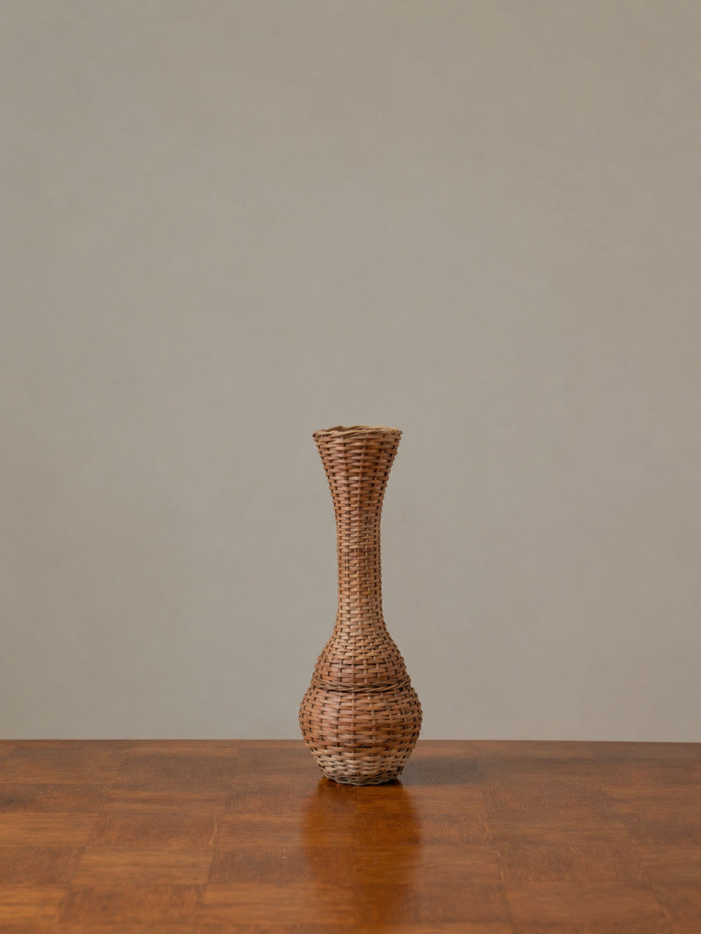 Vintage Rattan Wrapped Glass Vase